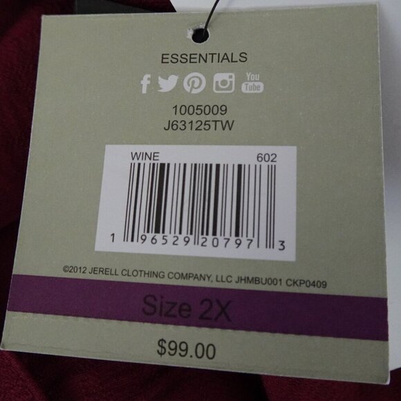 John Mark Tunic Top Women's Plus Size 2X Red Wine Color Relaxed Fit - Picture 8 of 10